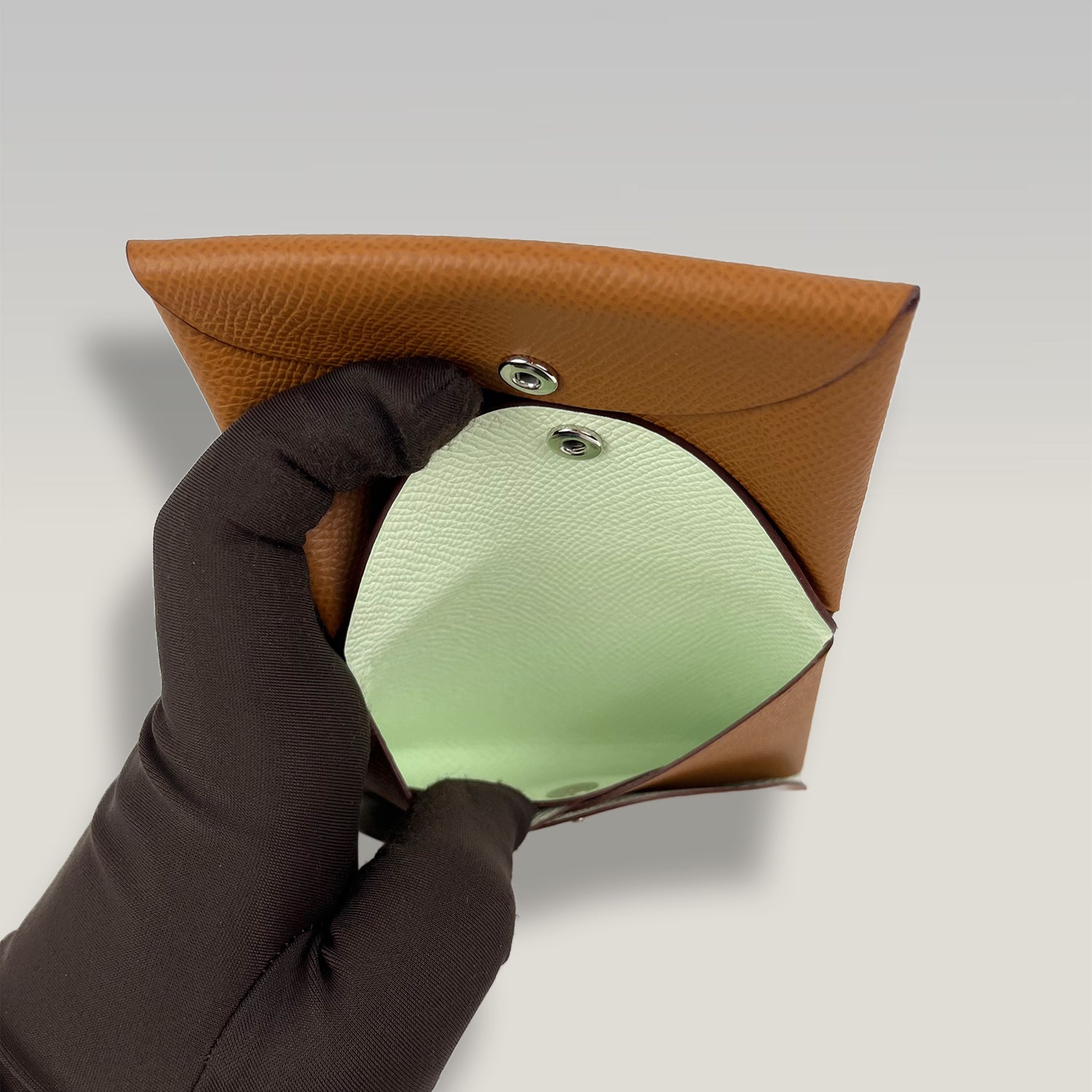 Hermès Portamonete Piccolo in Pelle Epsom Marrone