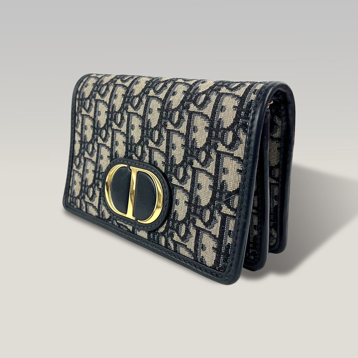 Dior Saddle Wallet On Chain Oblique Jacquard Blu – Borsa WOC con Catena Dorata 19 cm