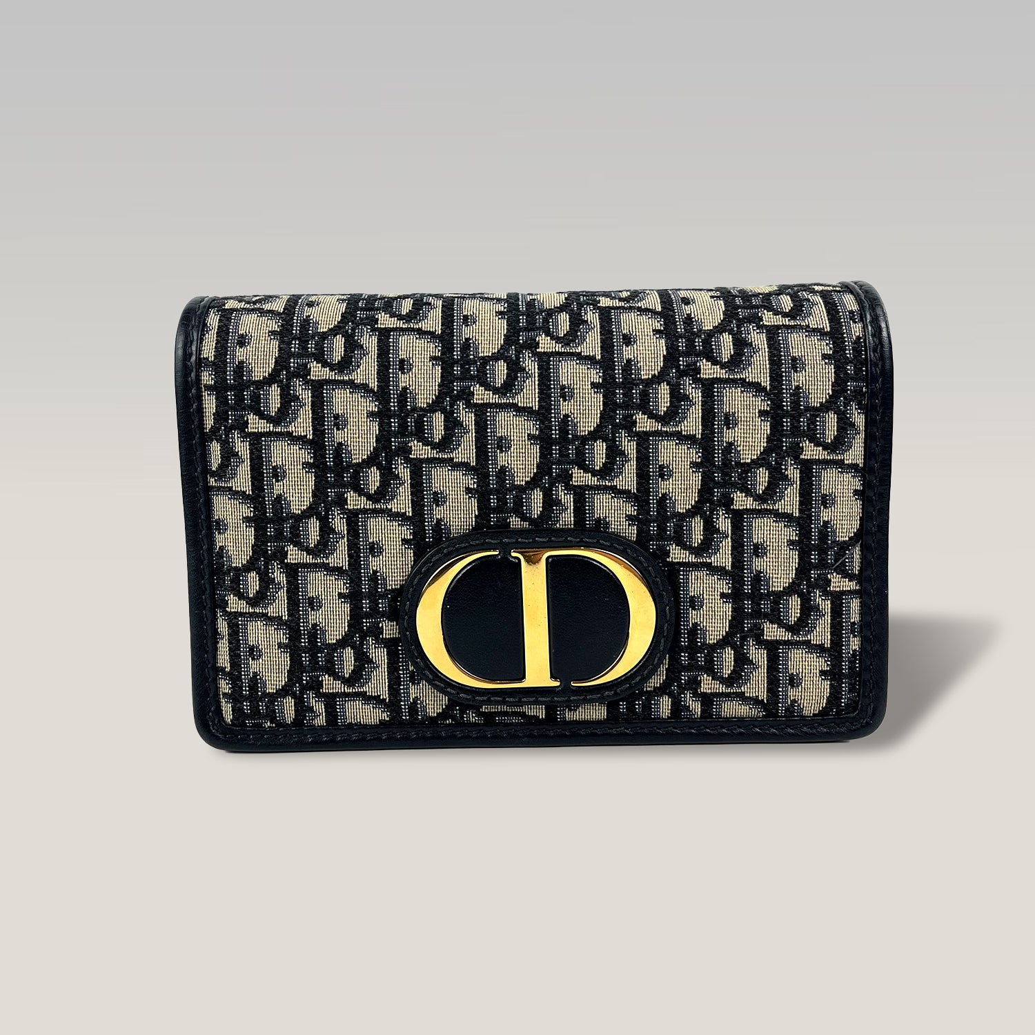 Dior Saddle Wallet On Chain Oblique Jacquard Blu – Borsa WOC con Catena Dorata 19 cm