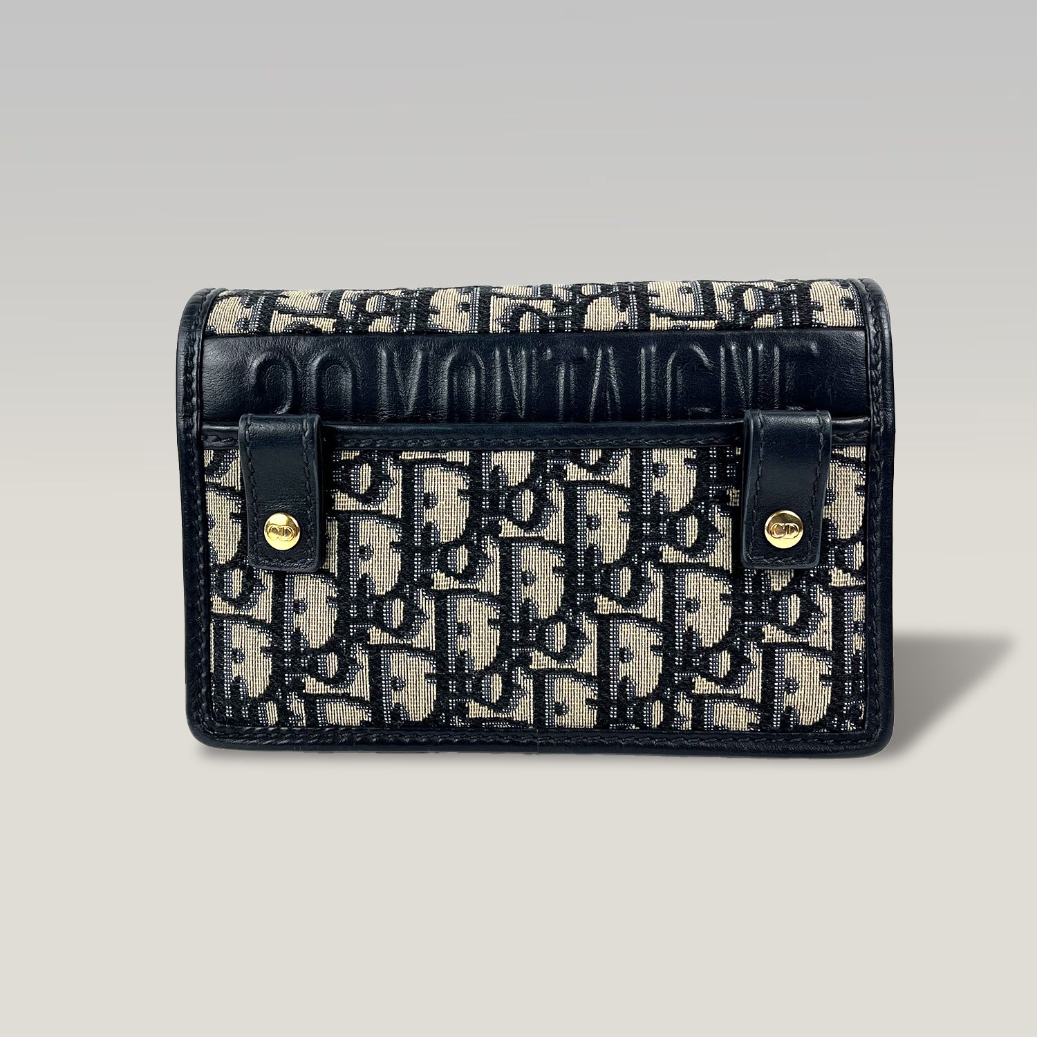 Dior Saddle Wallet On Chain Oblique Jacquard Blu – Borsa WOC con Catena Dorata 19 cm