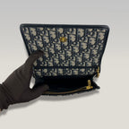 Dior Saddle Wallet On Chain Oblique Jacquard Blu – Borsa WOC con Catena Dorata 19 cm