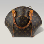 Louis Vuitton Ellipse MM Monogram Canvas Handbag Vintage Brown Leather Trim