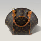 Louis Vuitton Ellipse MM Monogram Canvas Handbag Vintage Brown Leather Trim