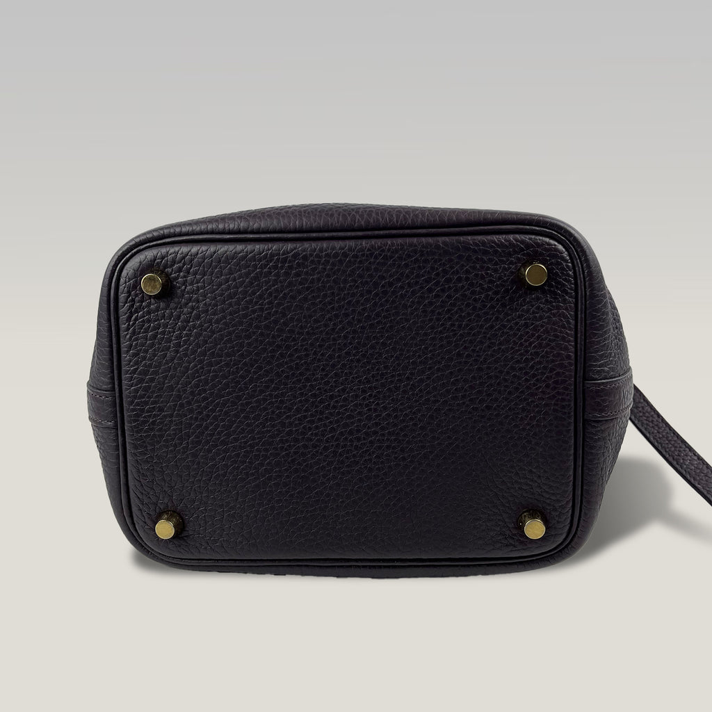 Hermès Picotin Lock 18 PM Viola in Pelle Taurillon Clemence con Hardware Dorato – Stamp D