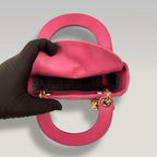 Dior Mini Lady Dior Borsa in Pelle Rosa Cannage con Hardware Dorato