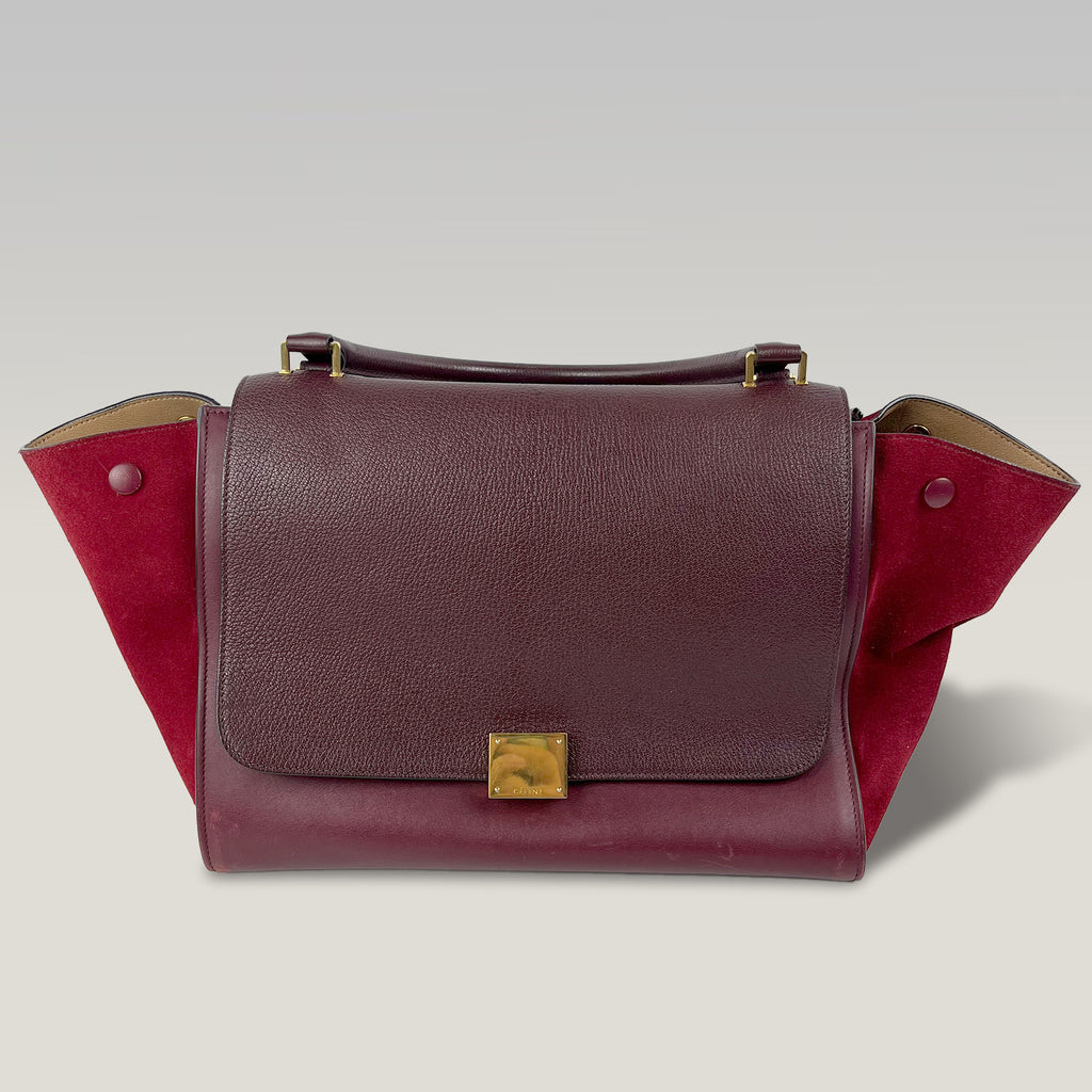 Celine Trapeze Burgundy Leather Shoulder Bag
