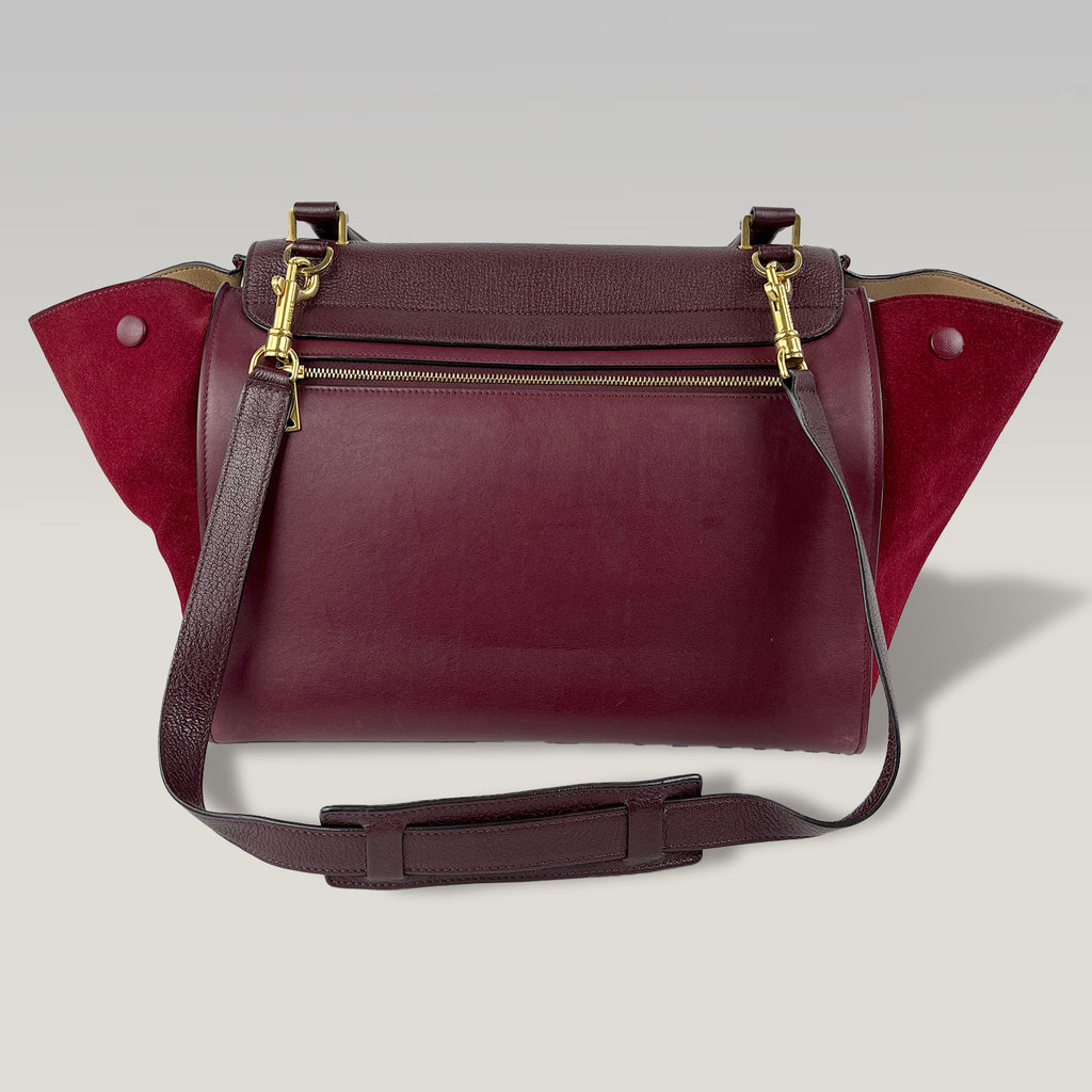 Celine Trapeze Burgundy Leather Shoulder Bag