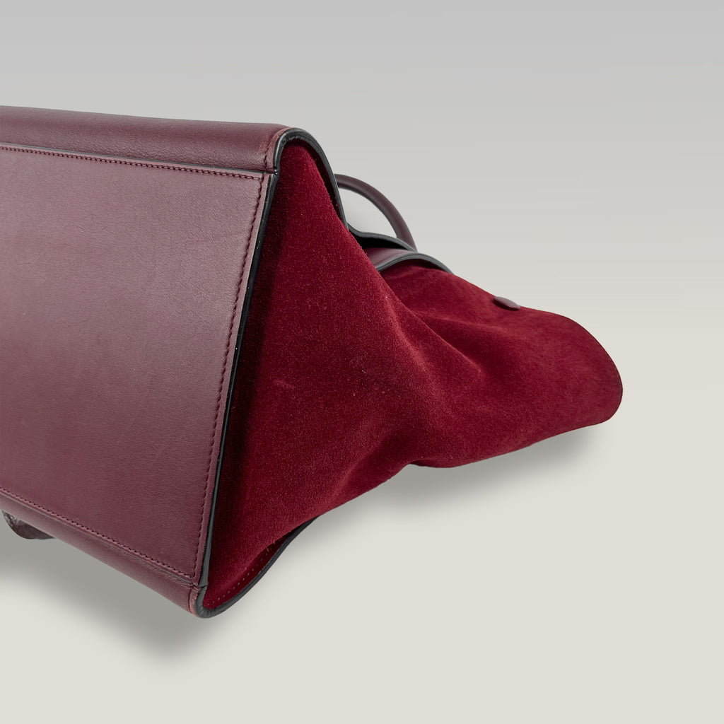 Celine Trapeze Burgundy Leather Shoulder Bag
