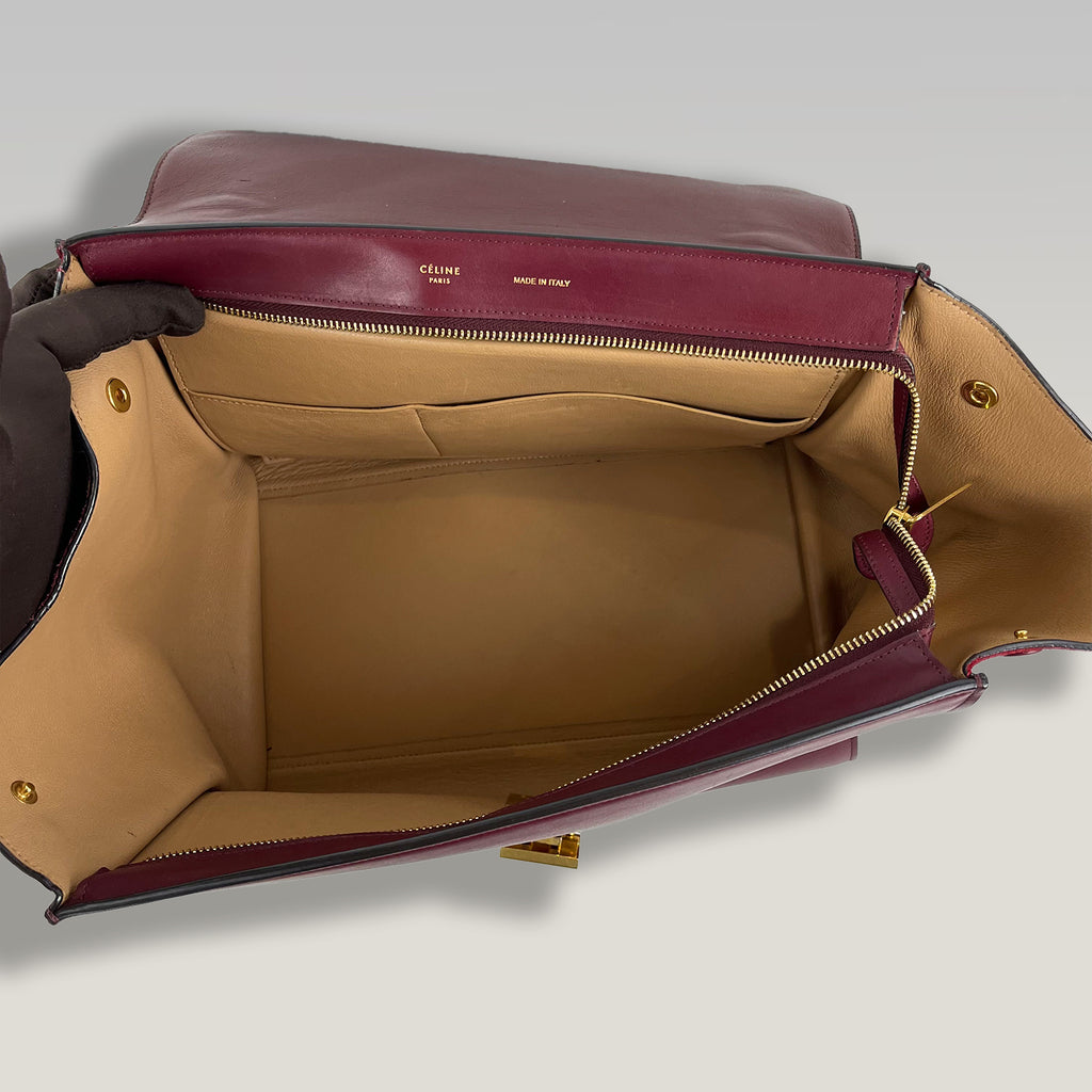 Celine Trapeze Burgundy Leather Shoulder Bag