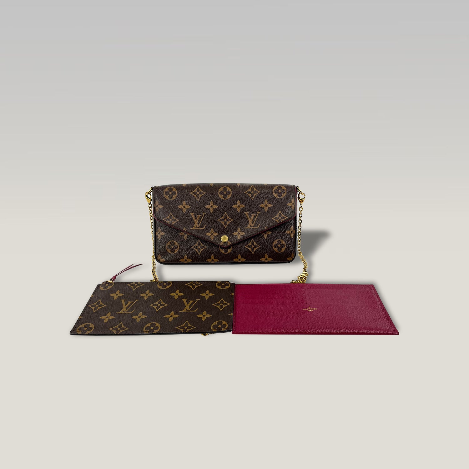 Louis Vuitton Pochette Félicie Monogram con Catena Oro