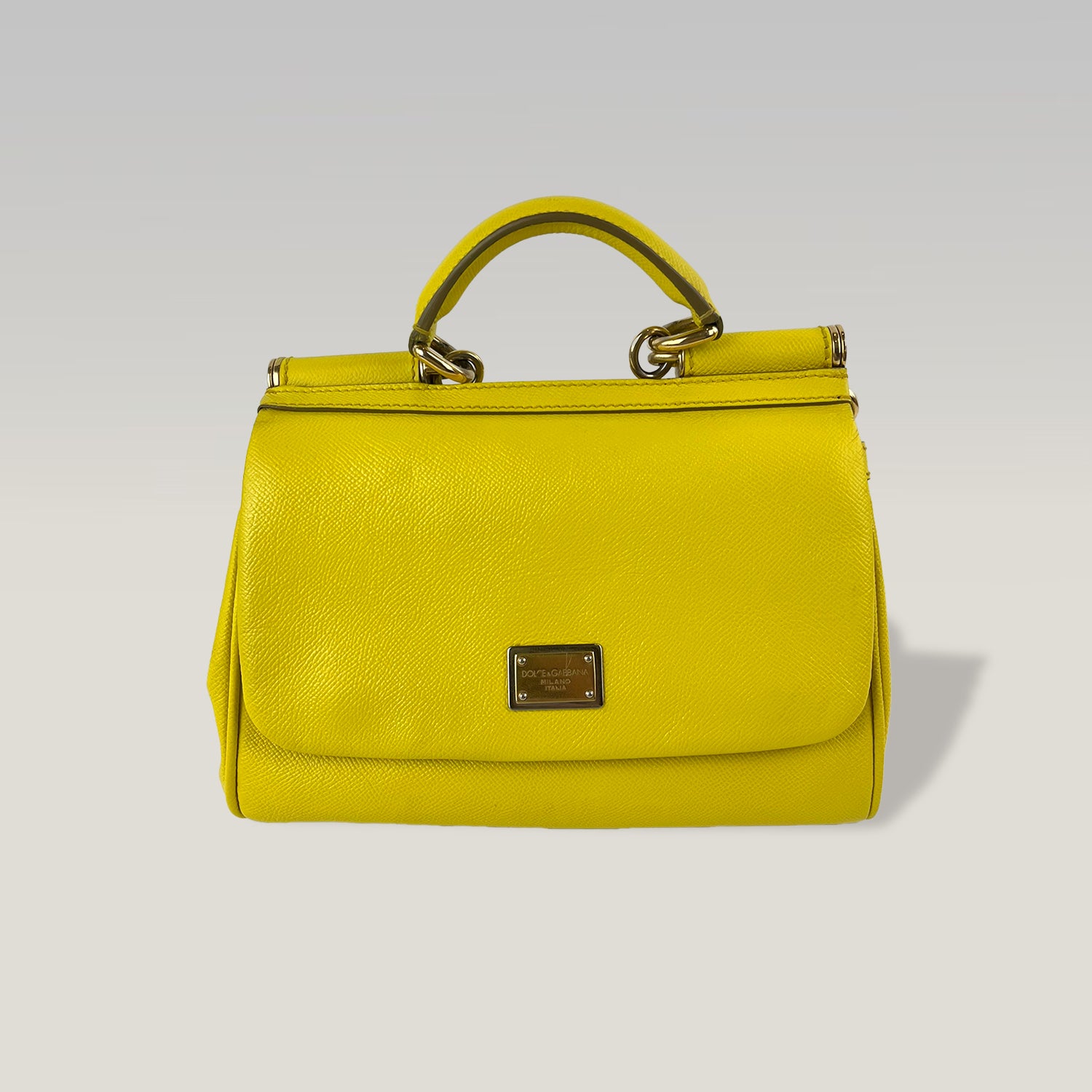 DOLCE & GABBANA Borsa Sicily Media in Pelle Gialla con Tracolla