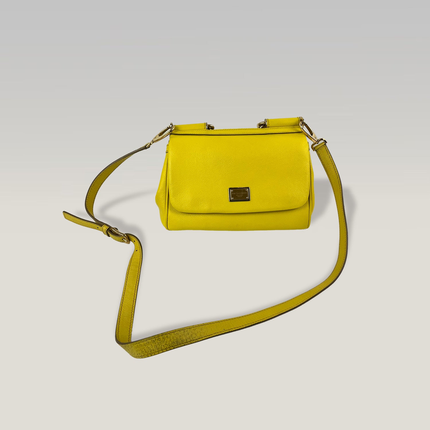 DOLCE & GABBANA Borsa Sicily Media in Pelle Gialla con Tracolla