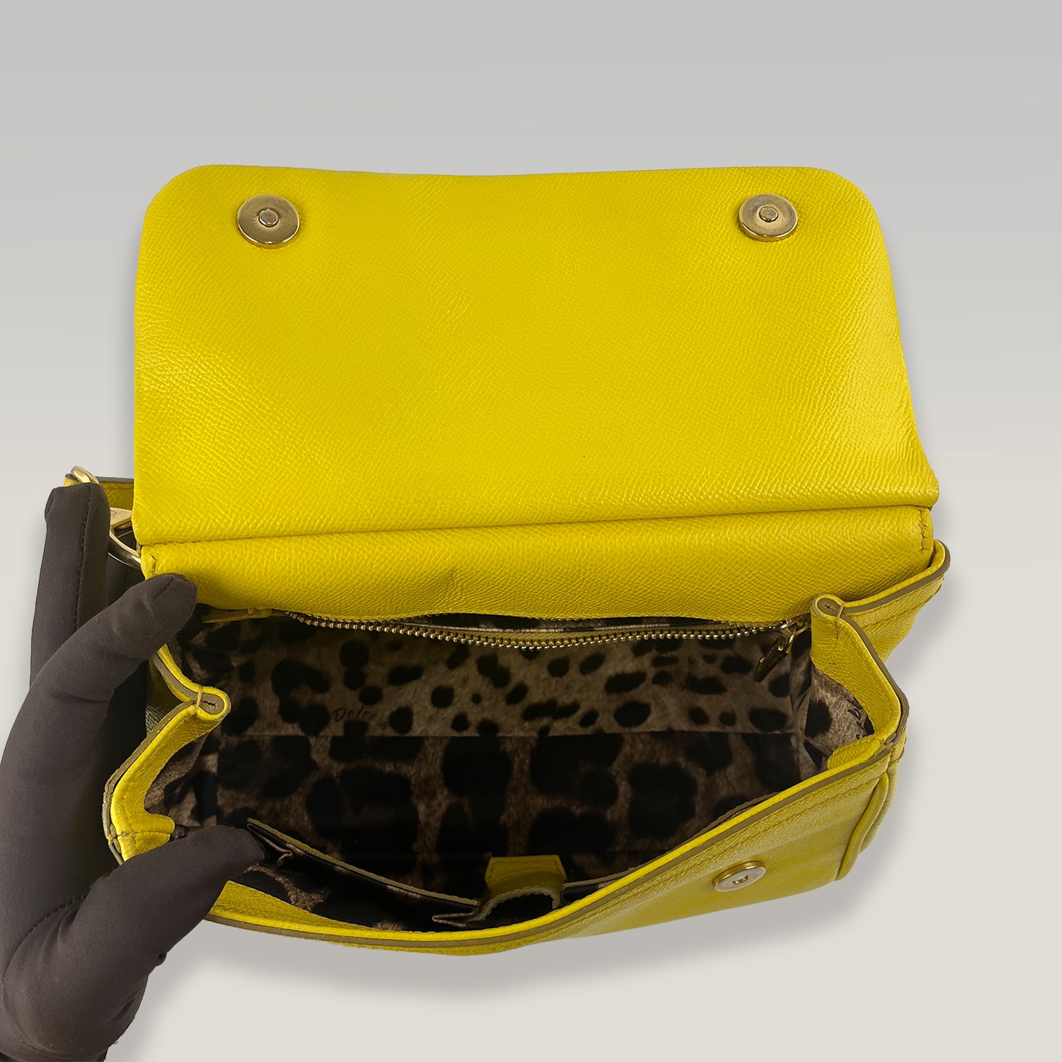 DOLCE & GABBANA Borsa Sicily Media in Pelle Gialla con Tracolla