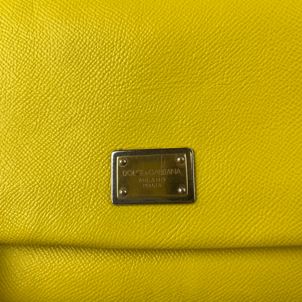 DOLCE & GABBANA Borsa Sicily Media in Pelle Gialla con Tracolla