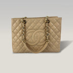 Chanel Grand Shopping Tote GST Beige Caviar Leather Shoulder Bag