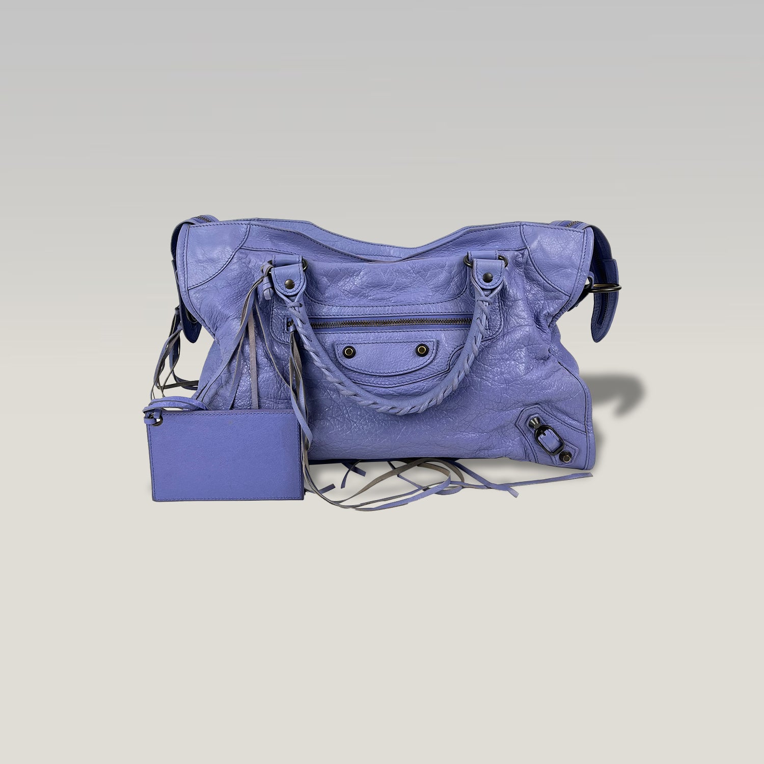 Balenciaga Classic City in Lavender Blue Leather with Studs 
