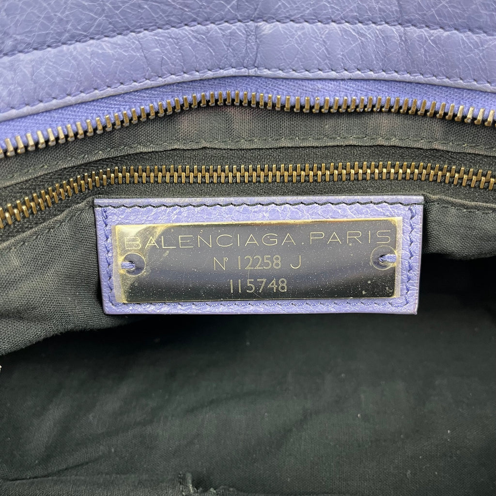 Balenciaga Classic City in Lavender Blue Leather with Studs 