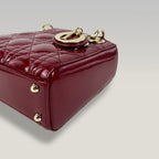 Dior Lady Dior Mini in Vernice Rosso Ciliegia con Hardware Dorato