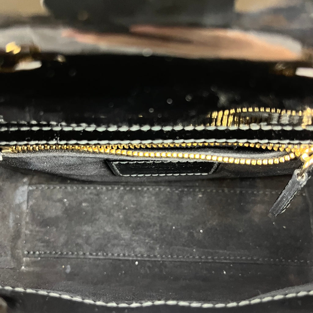 Dior Lady Dior Mini 3 Scomparti in Vernice Nera con Impunture Cannage e Hardware Dorato