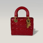 Dior Lady Dior Mini in Pelle Cannage Rossa con Hardware Dorato e Tracolla