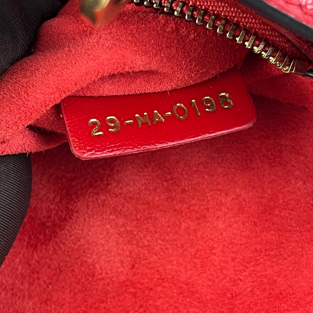 Dior Lady Dior Mini in Pelle Cannage Rossa con Hardware Dorato e Tracolla