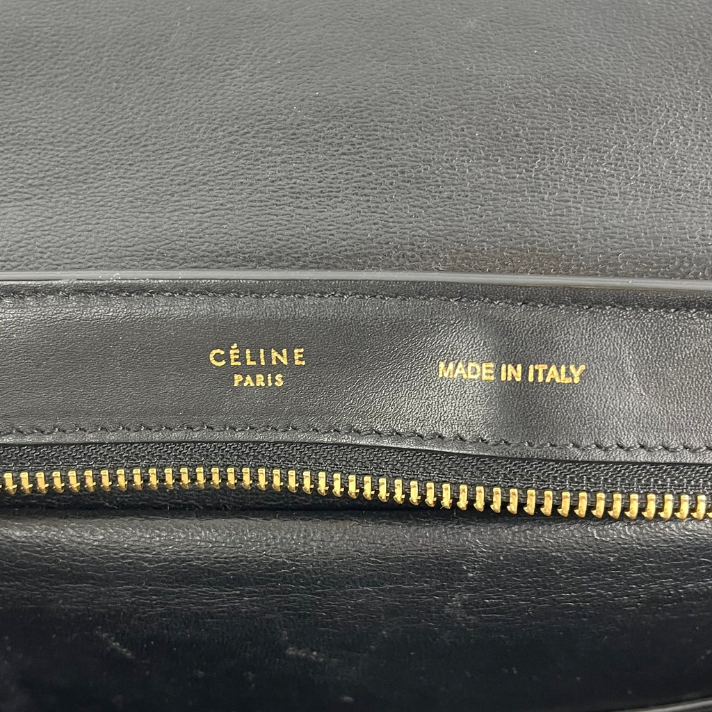 CELINE Trapeze Media in Pelle e Suede Beige e Blu con Hardware Argento