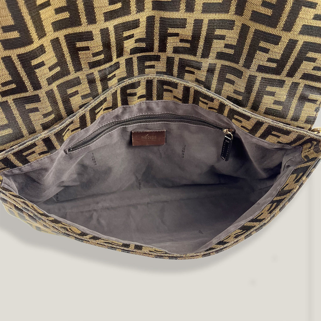 Fendi Baguette in canvas Zucca marrone e nero