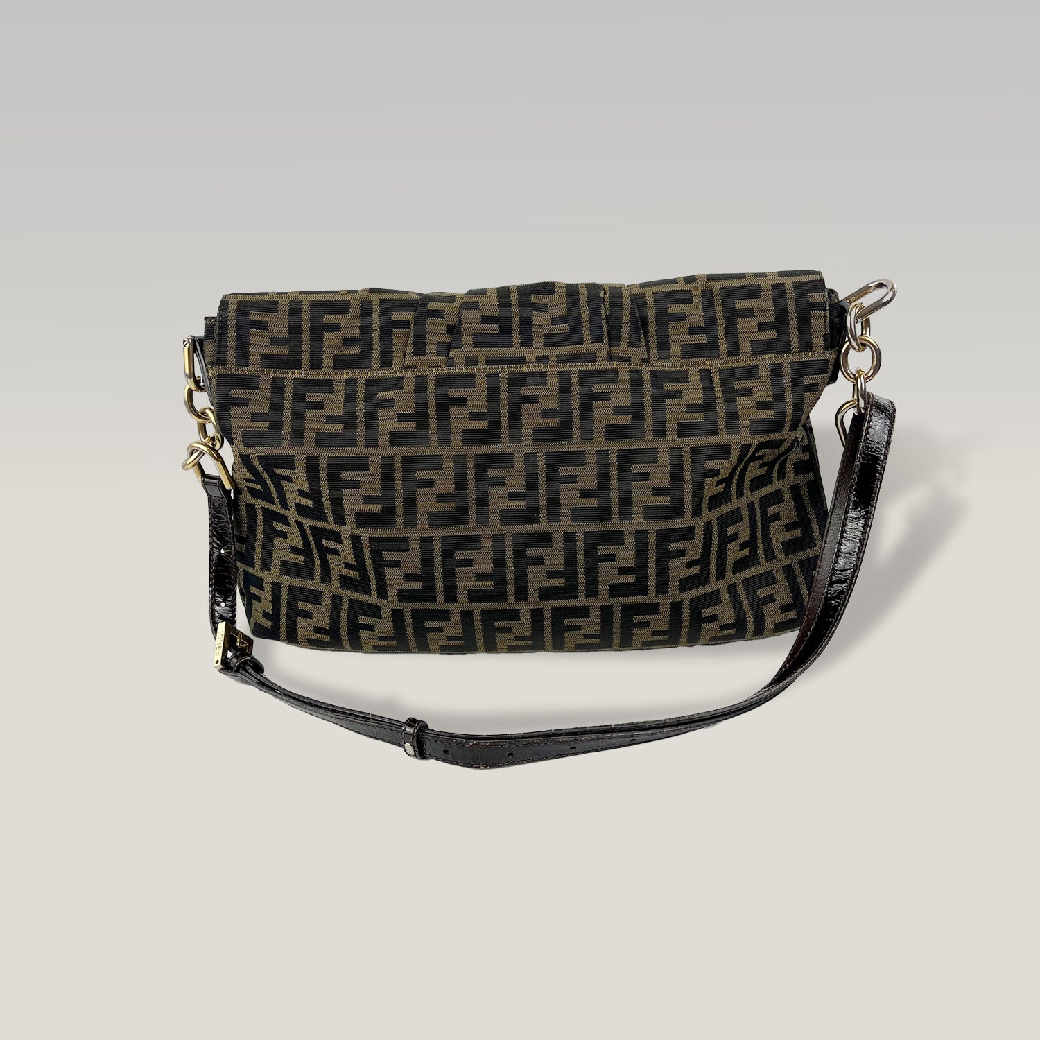 Fendi Baguette in canvas Zucca marrone e nero
