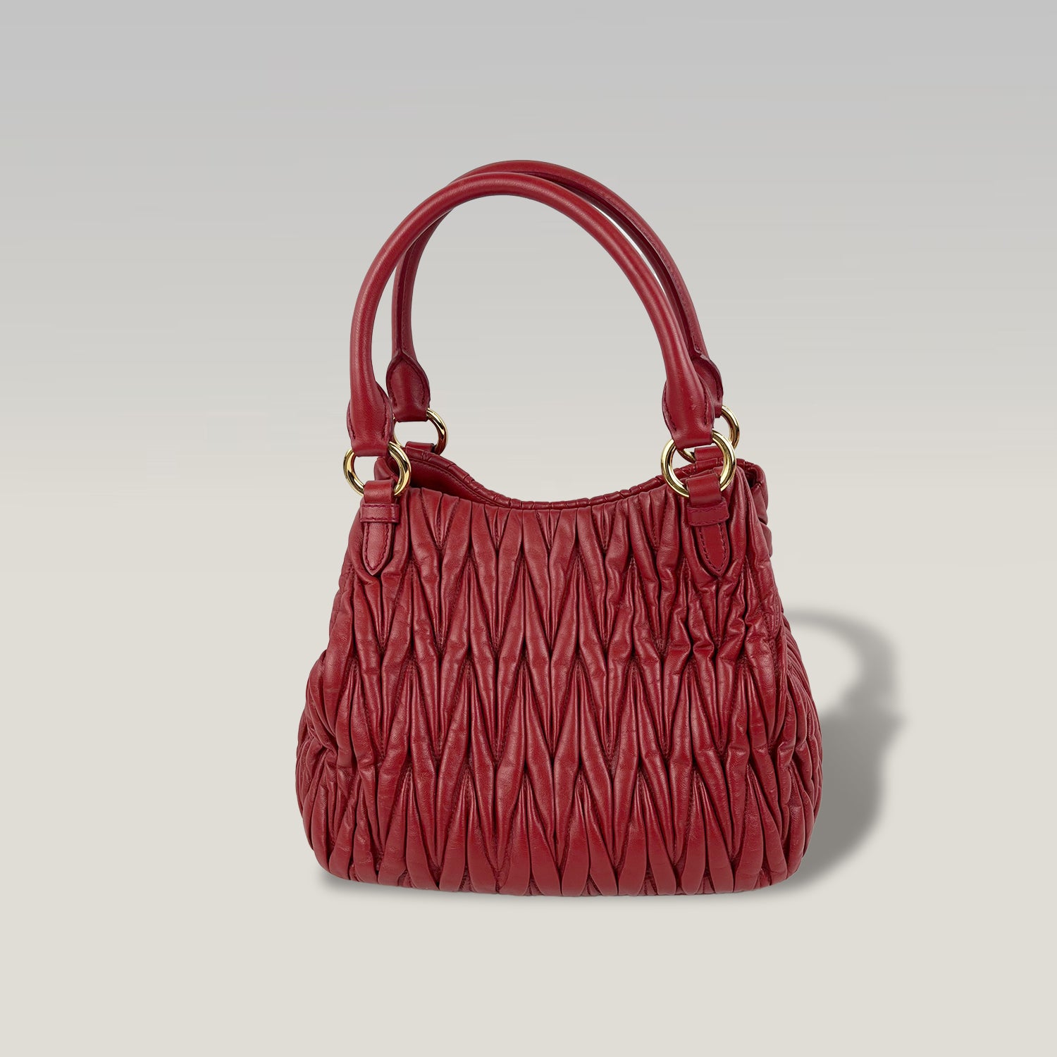 Miu Miu Wander Matelassé Red Leather Mini Hobo Bag
