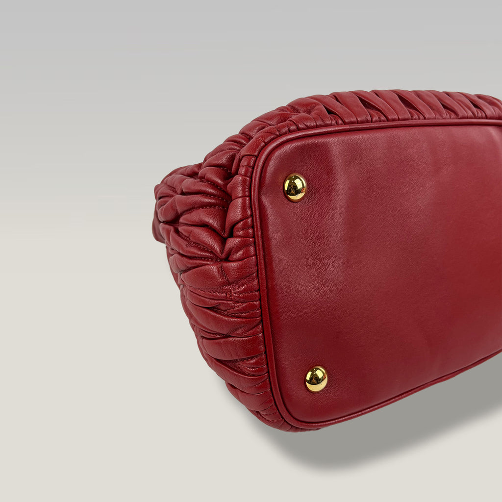 Miu Miu Wander Matelassé Red Leather Mini Hobo Bag
