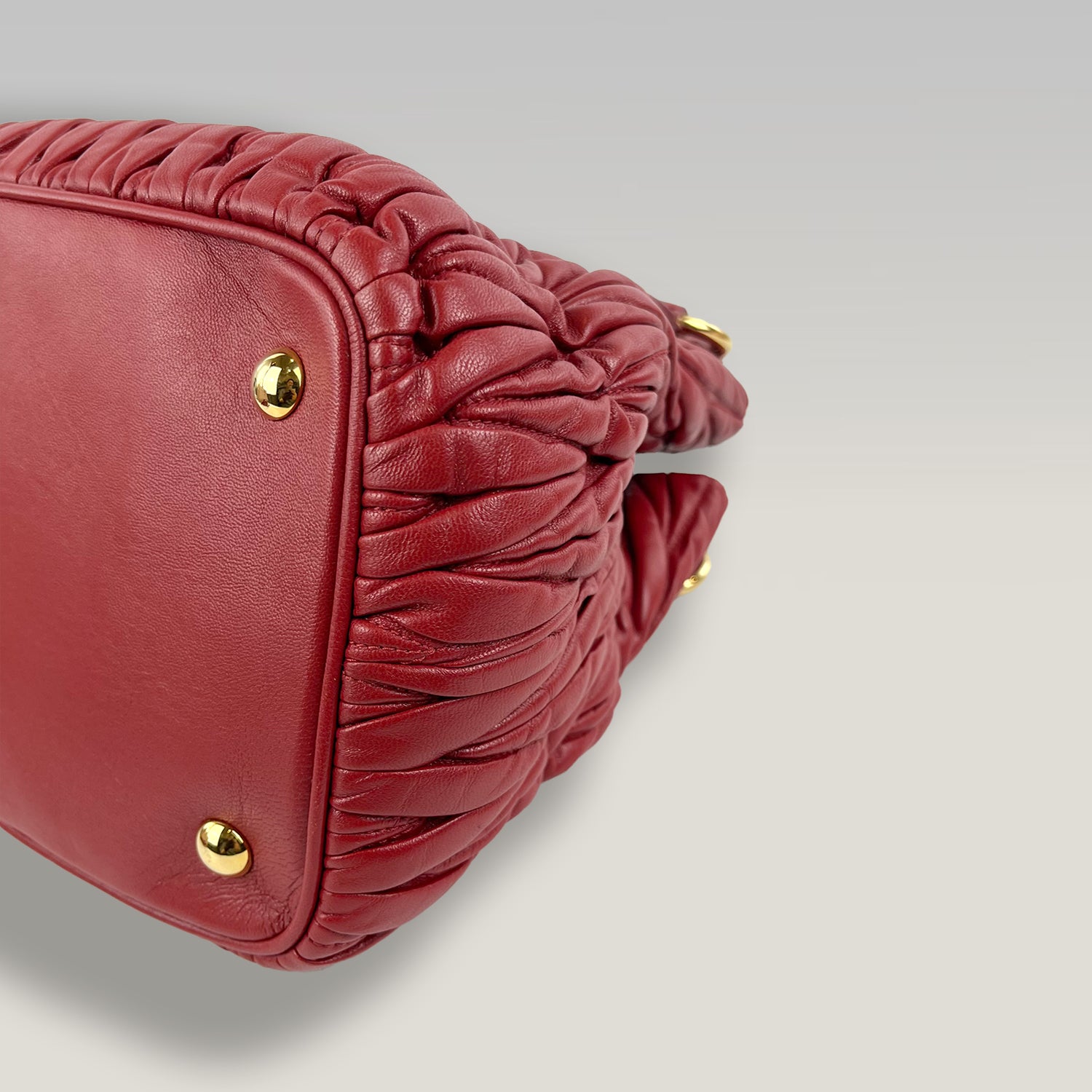 Miu Miu Wander Matelassé Red Leather Mini Hobo Bag