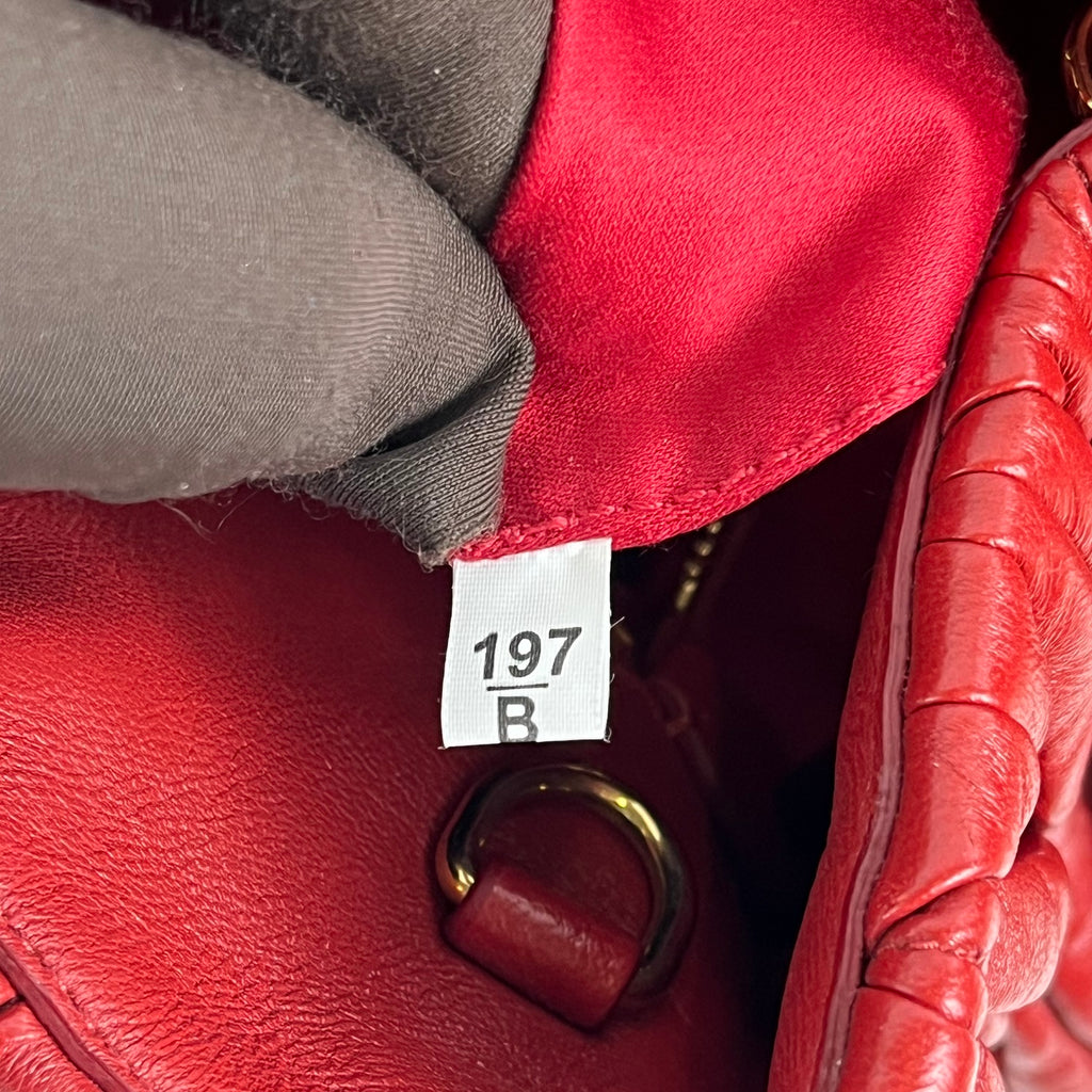 Miu Miu Wander Matelassé Red Leather Mini Hobo Bag