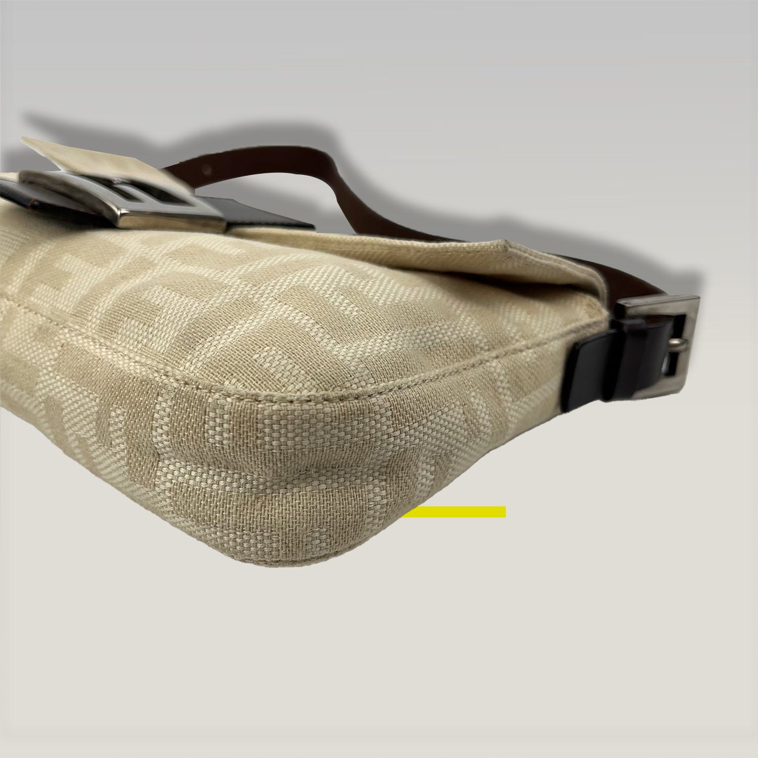 Fendi Ivory Zucca Canvas Baguette with Leather Details 