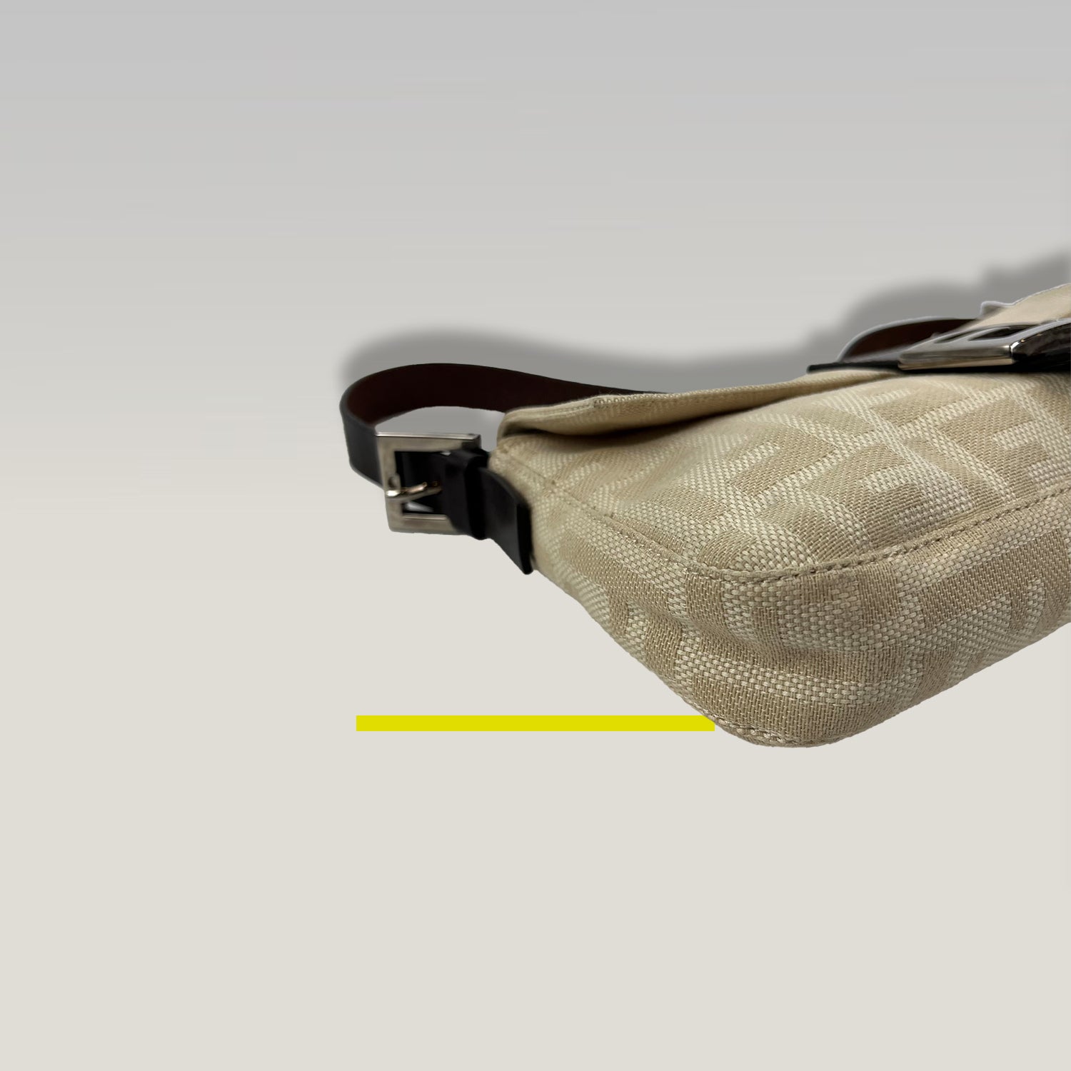 Fendi Ivory Zucca Canvas Baguette with Leather Details 