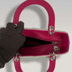 Dior Lady Dior Medium in Pelle Cannage Multicolor Beige, Blu e Fucsia con Hardware Argento