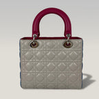 Dior Lady Dior Medium in Pelle Cannage Multicolor Beige, Blu e Fucsia con Hardware Argento