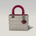 Dior Lady Dior Medium in Pelle Cannage Multicolor Beige, Blu e Fucsia con Hardware Argento