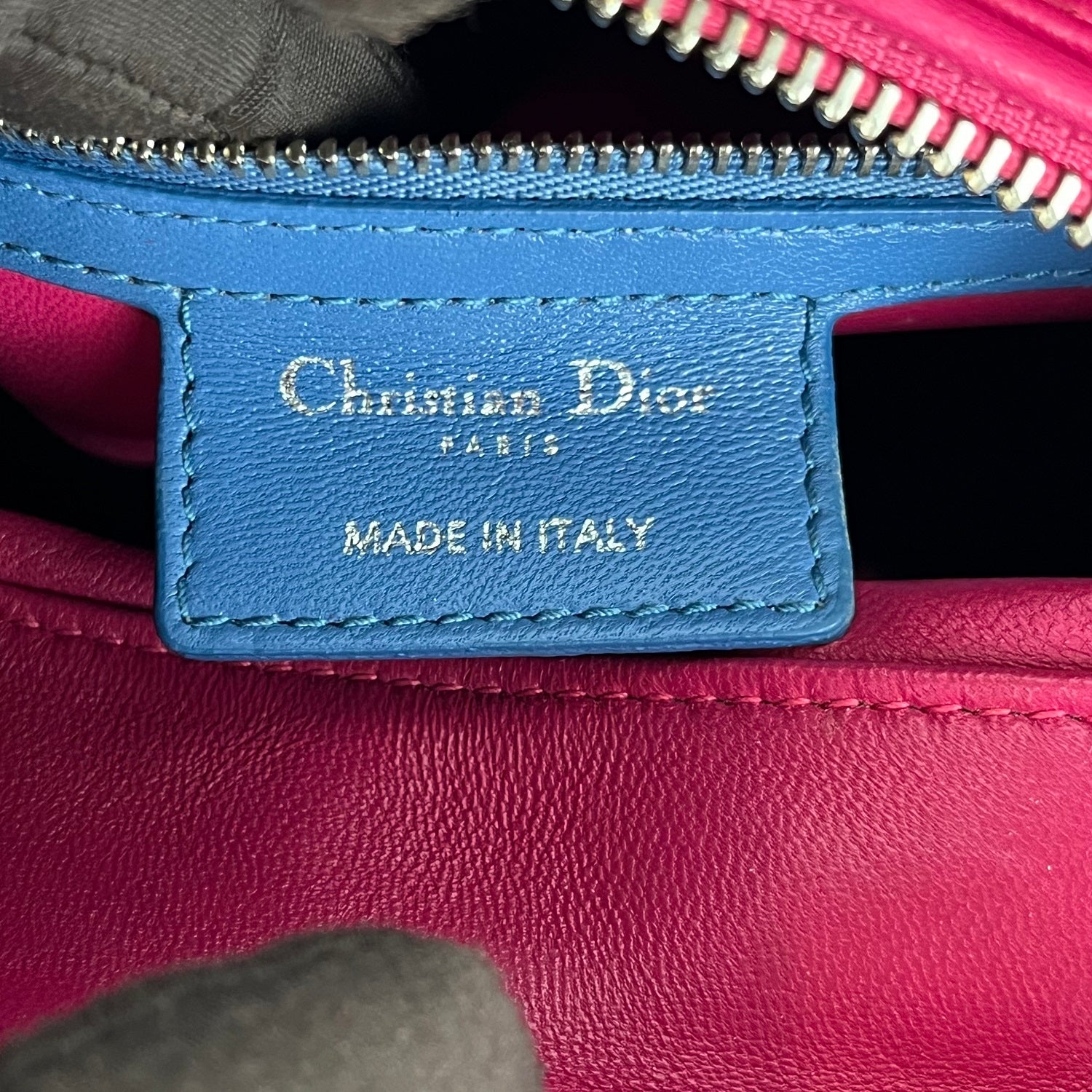 Dior Lady Dior Medium in Pelle Cannage Multicolor Beige, Blu e Fucsia con Hardware Argento
