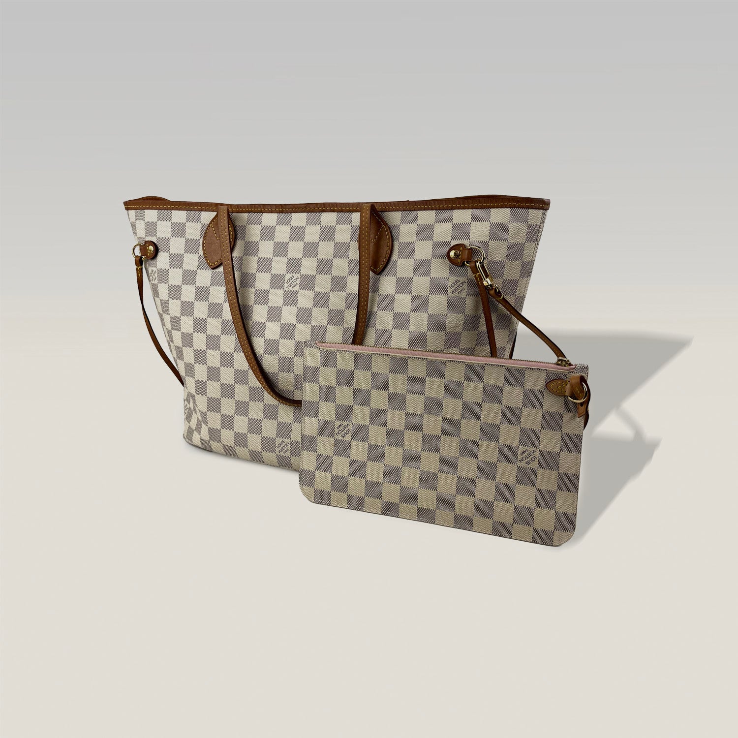 Louis Vuitton Neverfull MM Damier Azur – interno rosa