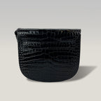 Saint Laurent Kaia Small Crossbody Bag Nera Effetto Coccodrillo – Borsa a Tracolla in Pelle con Logo YSL 18.5 cm