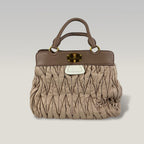 Miu Miu Matelassé Borsa a Mano Beige in Pelle Trapuntata