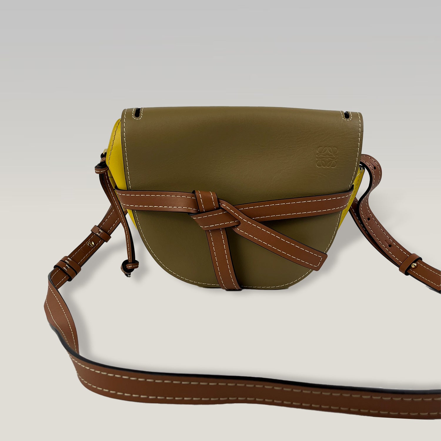 Loewe Gate Medium Borsa a Tracolla Verde e Gialla in Pelle