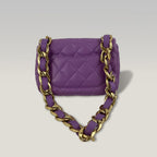 Chanel Classic Flap Mini in Pelle Viola Trapuntata con Logo CC e Catena – Borsa a Spalla e a Tracolla