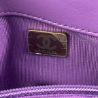 Chanel Classic Flap Mini in Pelle Viola Trapuntata con Logo CC e Catena – Borsa a Spalla e a Tracolla