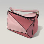 Loewe Puzzle Medium Bag Pink Calfskin Leather Top Handle & Shoulder Bag