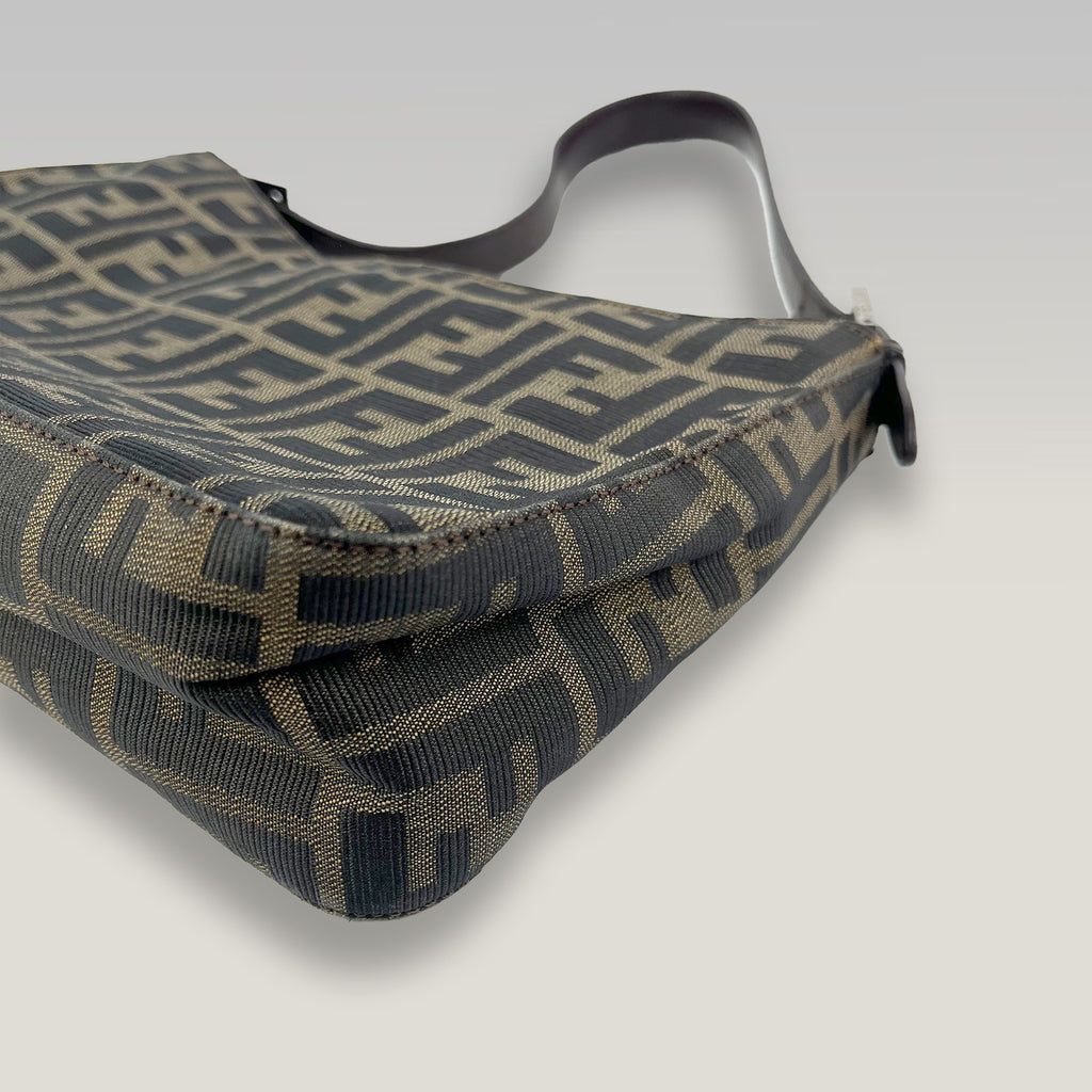 Fendi Vintage Zucca Baguette Shoulder Bag Brown & Black FF Canvas