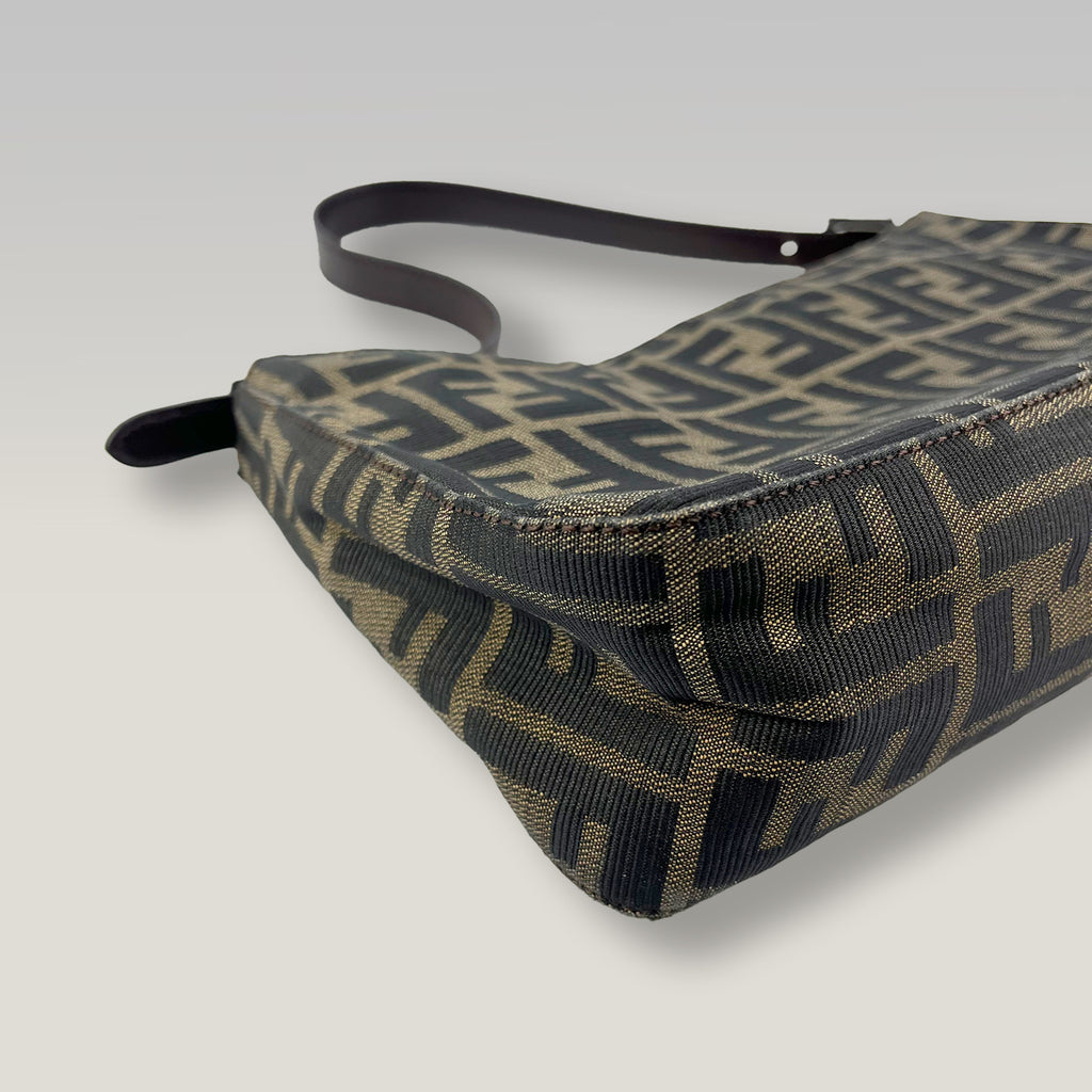 Fendi Vintage Zucca Baguette Shoulder Bag Brown & Black FF Canvas