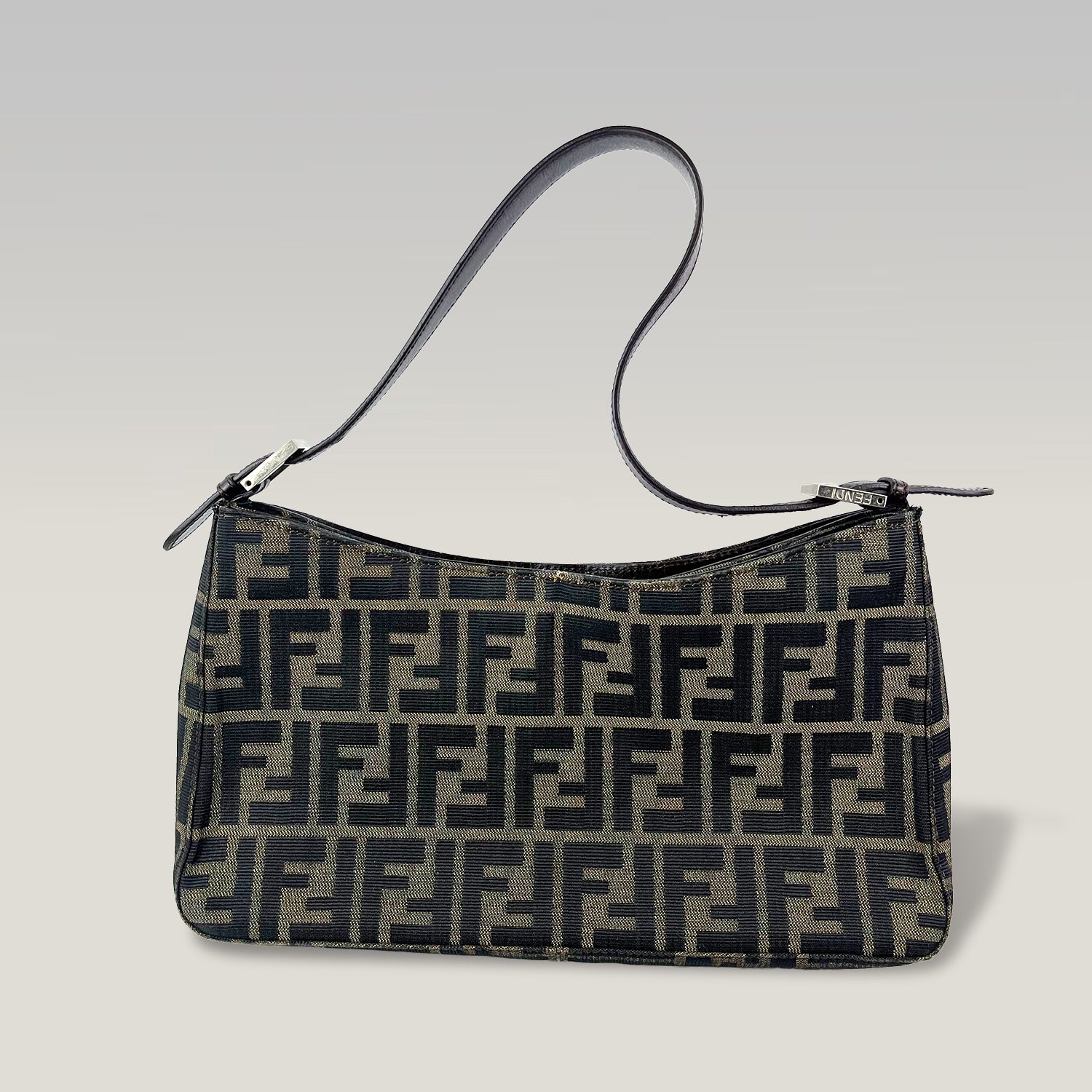 Fendi Vintage Zucca Baguette Shoulder Bag Brown & Black FF Canvas