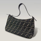 Fendi Vintage Zucca Baguette Shoulder Bag Brown & Black FF Canvas