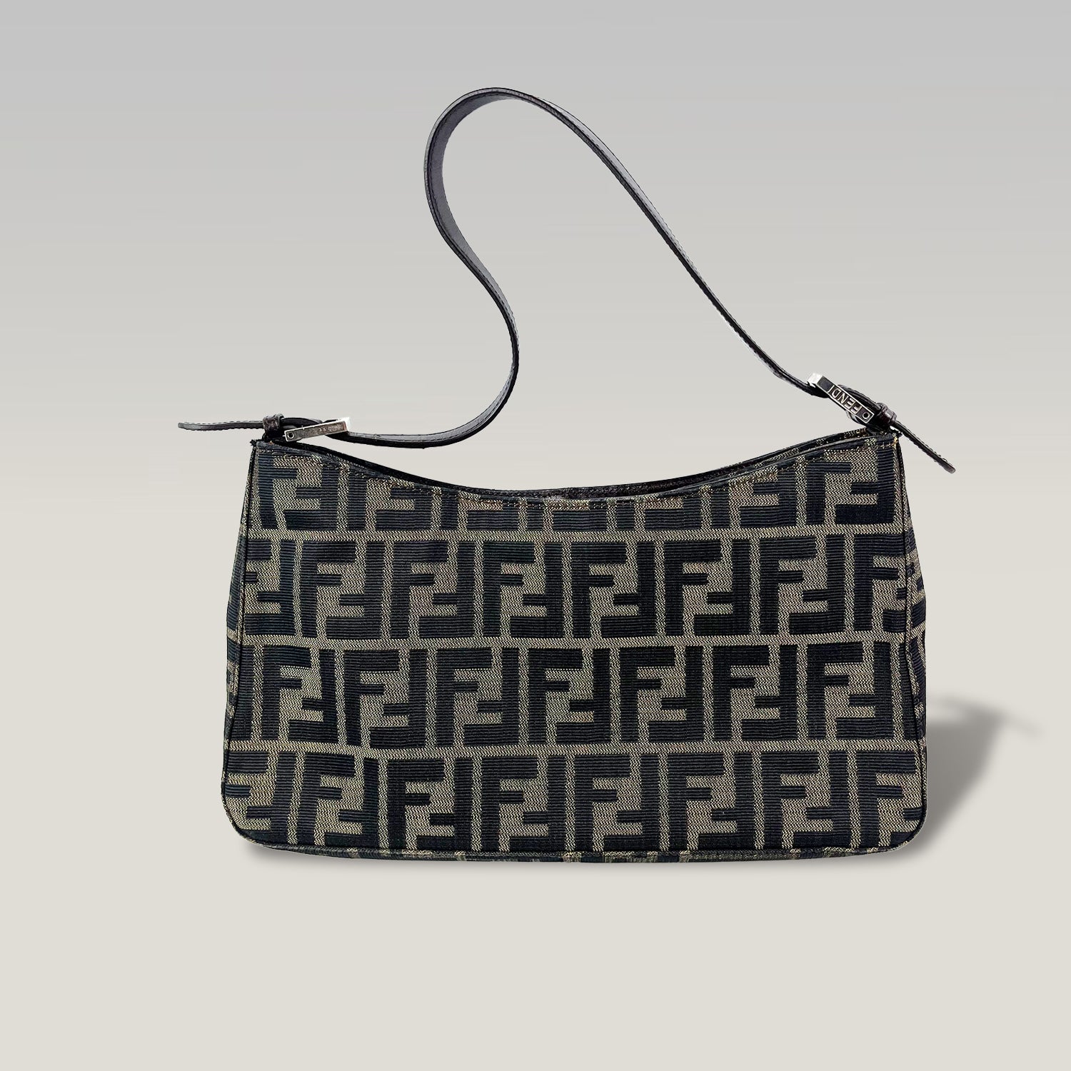 Fendi Vintage Zucca Baguette Shoulder Bag Brown & Black FF Canvas